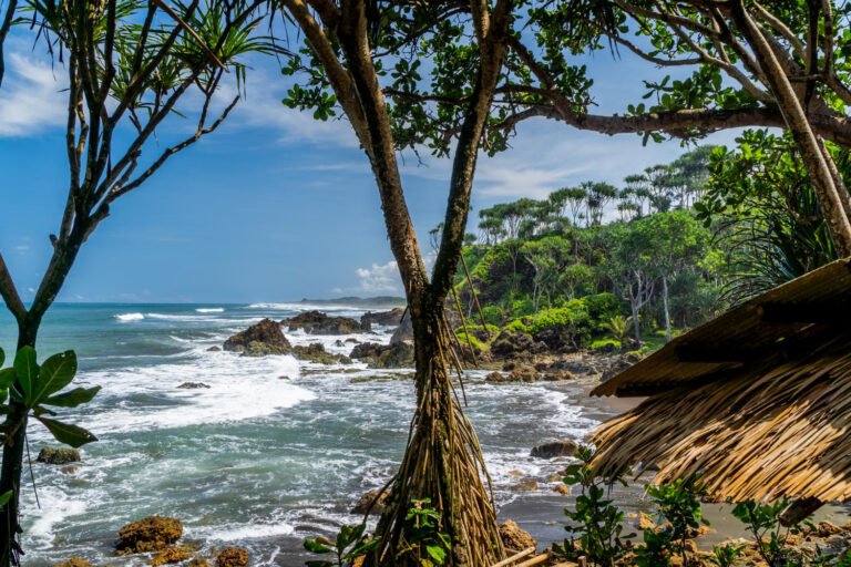 Natural view of the coast in Indonesia when the weather is sunny